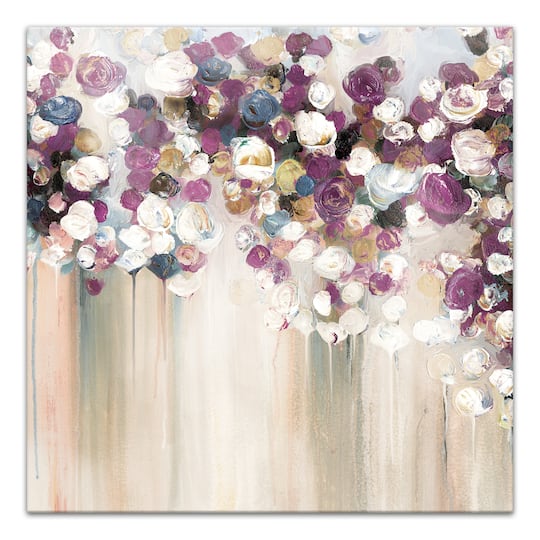 Painted Purple Flowers 24" x 24" Canvas Wall Art